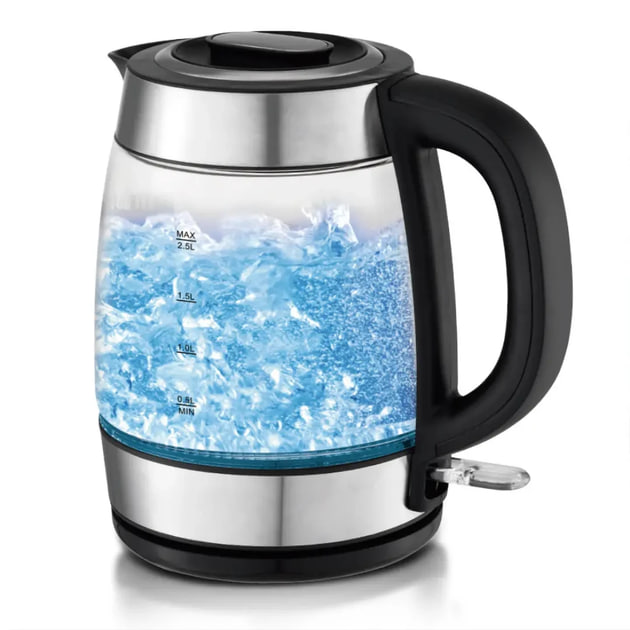 Електричний чайник MS-7946 скляний корпус • Чайник скляний електричний з LED підсвіткою 1,7 л 2200 Вт