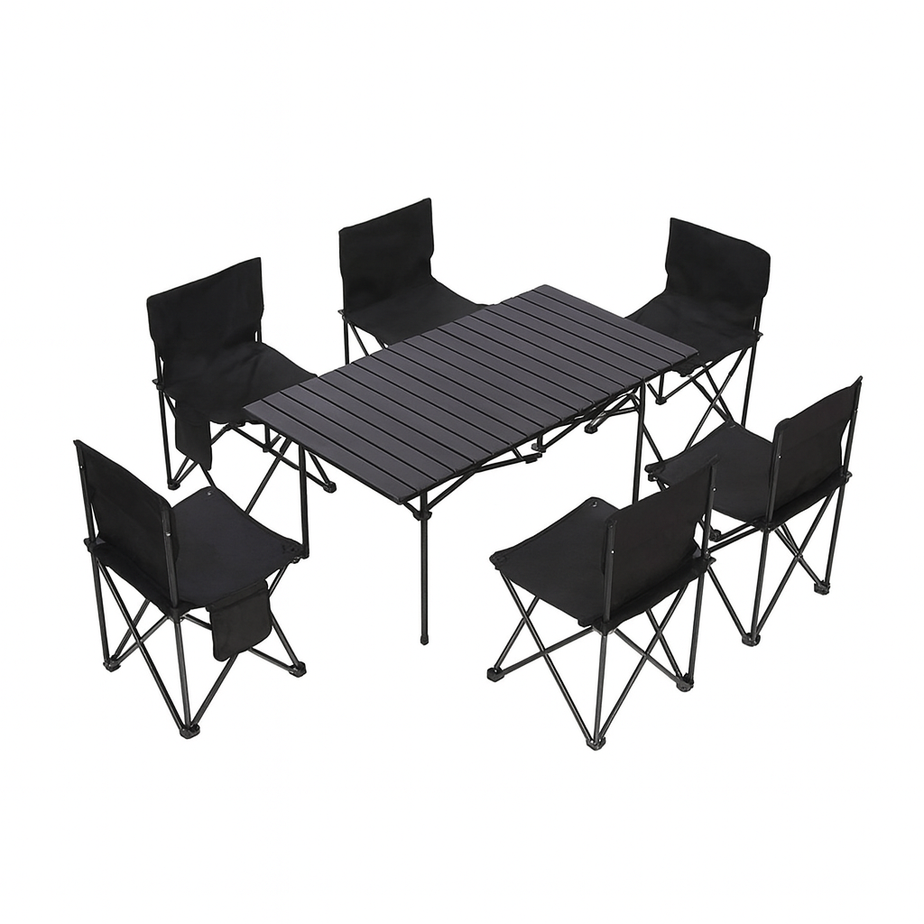 Складний туристичний стіл + 6 стільців 95×55 см • Набір меблів для кемпінгу пікніка відпочинку на природі та риболовлі