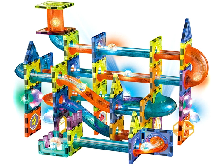 Дитячий магнітний конструктор G025 «Чарівне світло» • Магнітний конструктор 110 деталей зі світлом