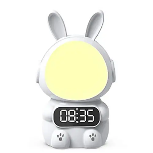 Дитячі годинники з будильником Rabbit Clock with LIGHT WHITE • Будильник-кролик з LED-дисплеєм та підсвічуванням