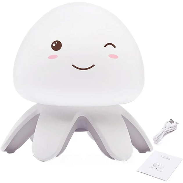 Силіконовий сенсорний акумуляторний RGB восьминіжка світильник нічник з музикою • Сенсорний нічник восьминіжка з підсвічуванням від USB 1200 мАг