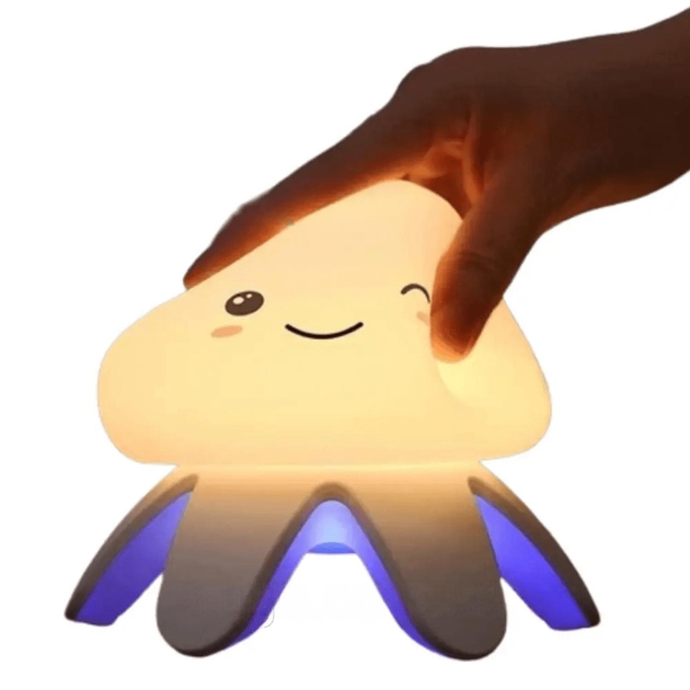 Силіконовий сенсорний акумуляторний RGB восьминіжка світильник нічник з музикою - мініатюра 3