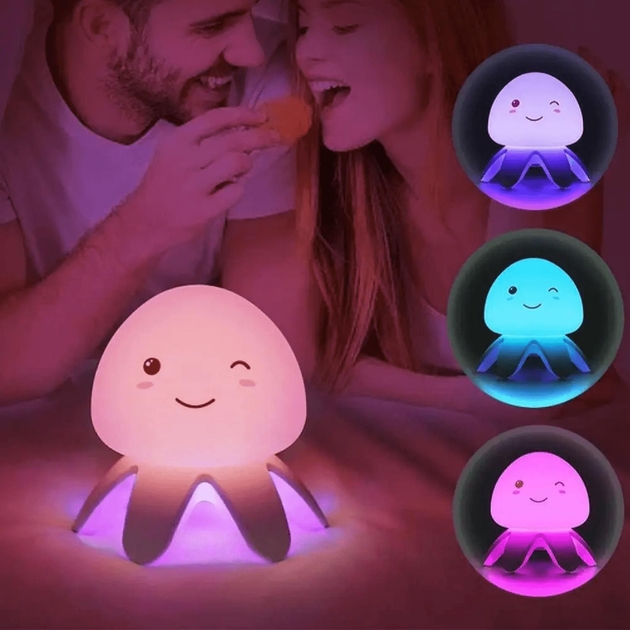 Силіконовий сенсорний акумуляторний RGB восьминіжка світильник нічник з музикою - мініатюра 5