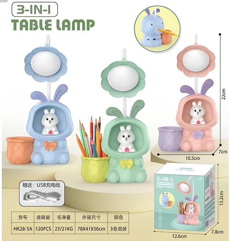 Дитяча настільна акумуляторна LED лампа 3in1 Rabbit BLUE GREEN - мініатюра 4