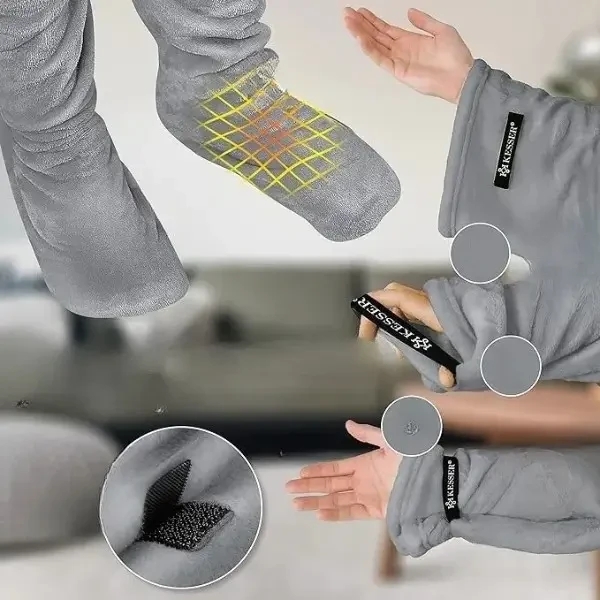 Плед-халат довгий з кишенями з м'якого поліестеру Owersize - мініатюра 4