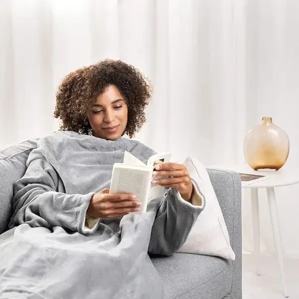 Плед-халат довгий з кишенями з м'якого поліестеру Owersize - мініатюра 5