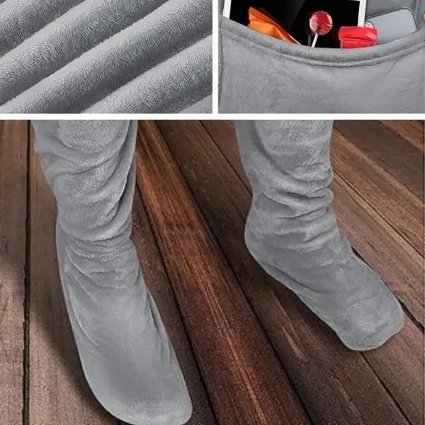 Плед-халат довгий з кишенями з м'якого поліестеру Owersize - мініатюра 6