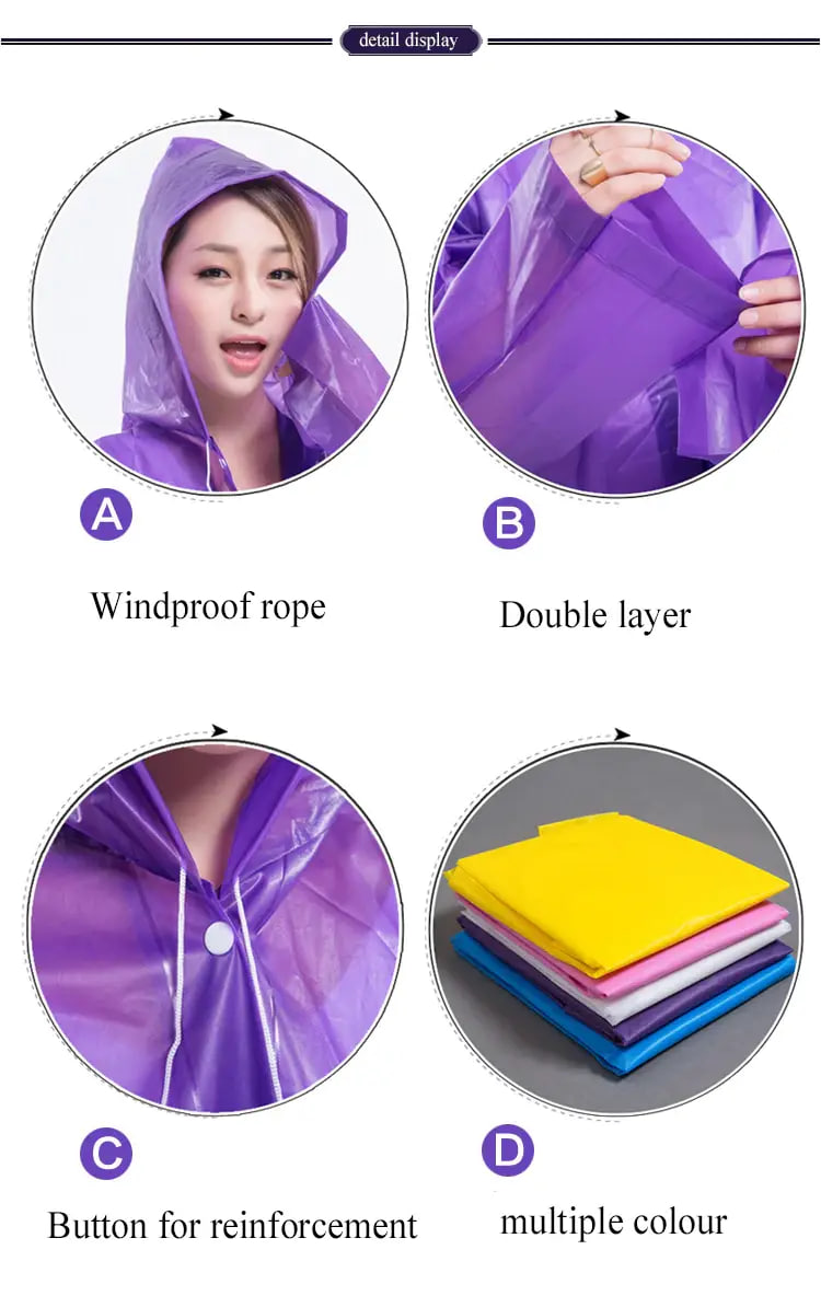 Універсальний прозорий водонепроникний жіночий та чоловічий дощовик D-192 - мініатюра 8