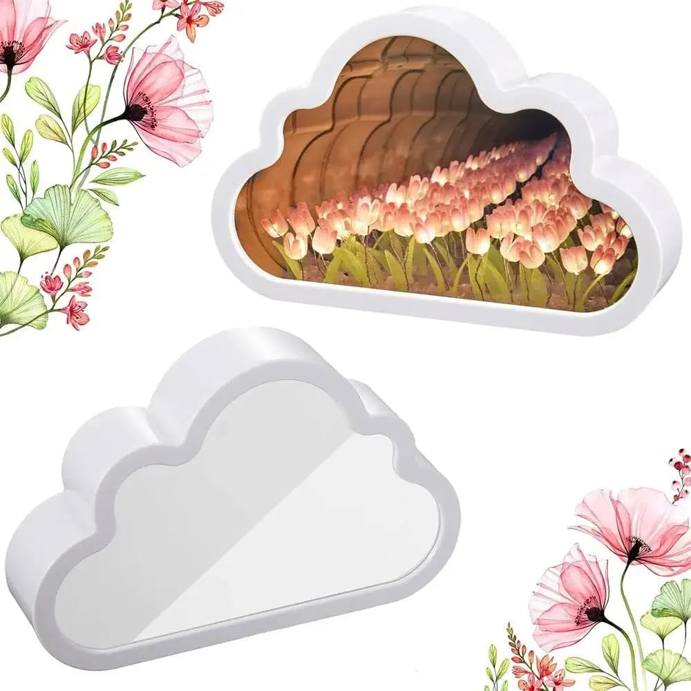 Дзеркальний світильник-нічник «Хмарка з тюльпанами» • Нічник DIY з LED підсвічуванням та дзеркалом