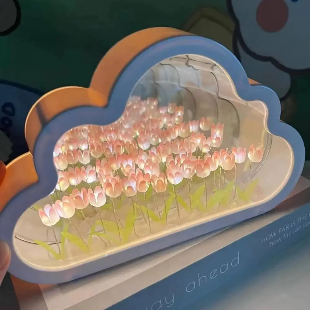 Дзеркальний світильник-нічник «Хмарка з тюльпанами» - мініатюра 4