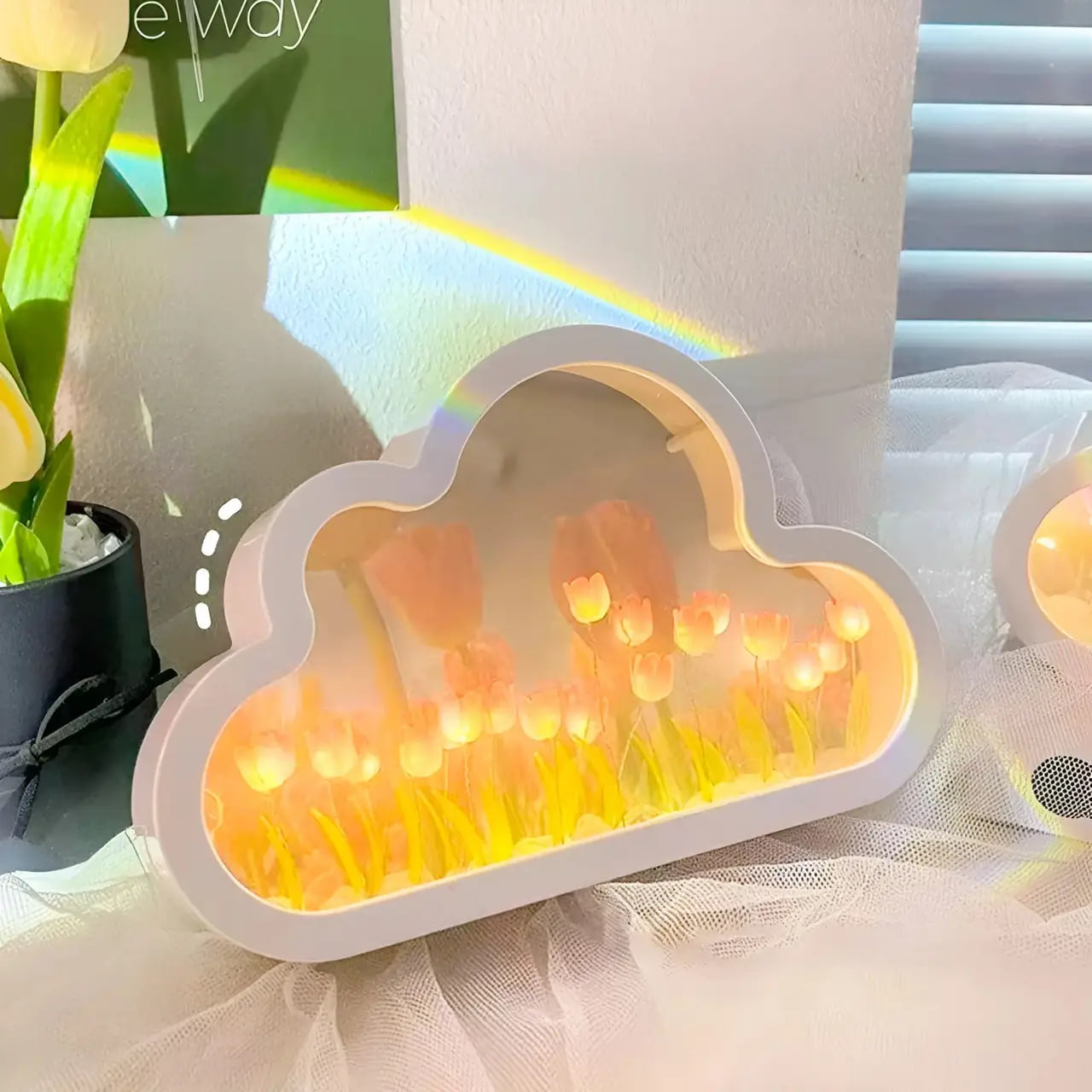 Дзеркальний світильник-нічник «Хмарка з тюльпанами» - мініатюра 7