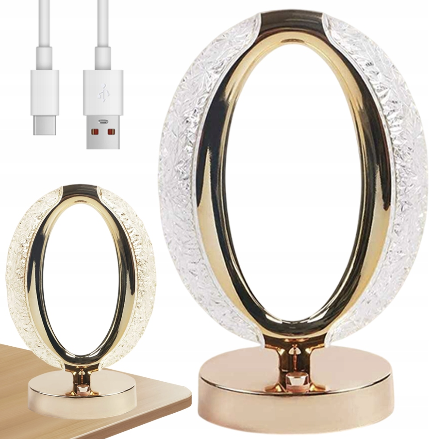 Настільна лампа Crystal Diamond, овальний нічник • Настільний LED нічник Crystal Diamond з USB акумулятором
