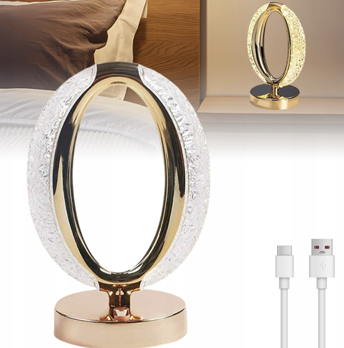 Настільна лампа Crystal Diamond, овальний нічник - мініатюра 5