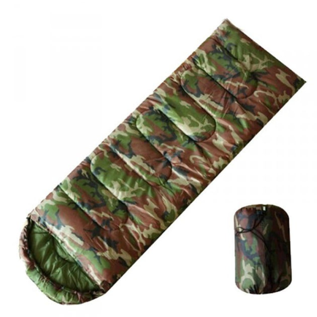 Спальний мішок тактичний утеплений ARMY 200×80 см з компресійним мішком • Утеплений камуфляжний спальник мішок з капюшоном 2,400 кг