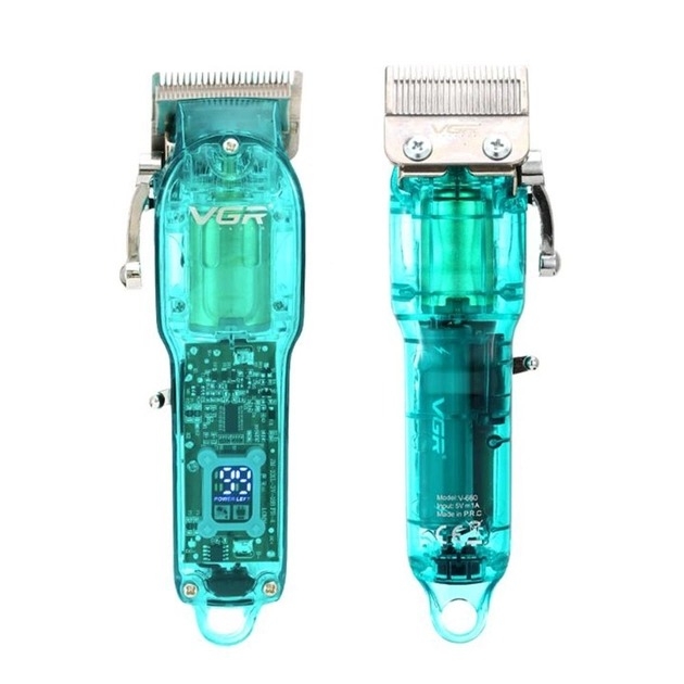 Професійна машинка для стрижки V-660 Professional Clipper Transparent Green - мініатюра 3
