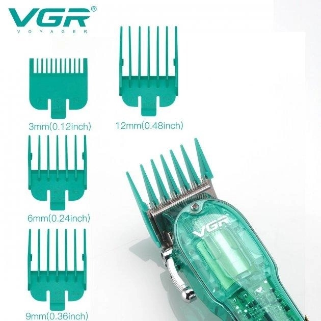 Професійна машинка для стрижки V-660 Professional Clipper Transparent Green - мініатюра 4