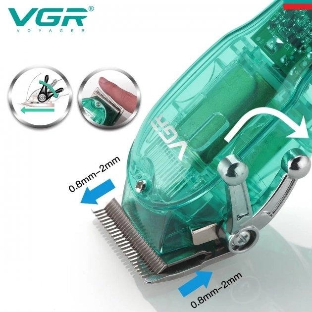 Професійна машинка для стрижки V-660 Professional Clipper Transparent Green - мініатюра 5