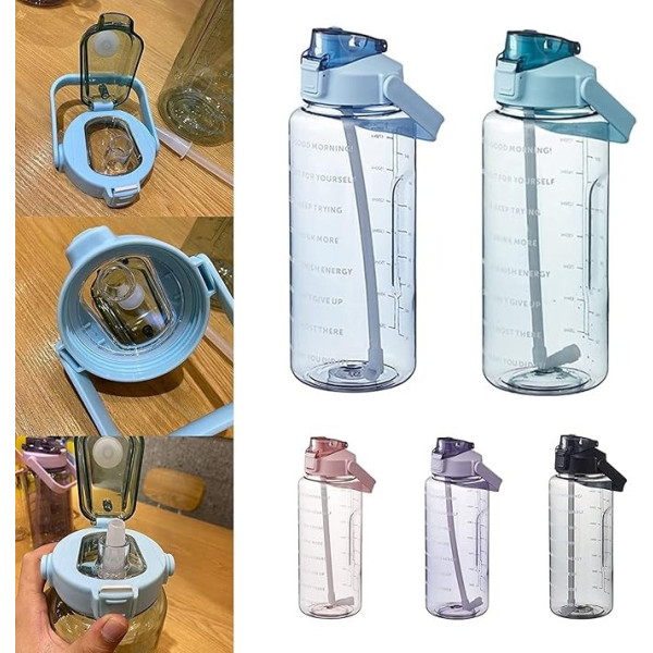 Бутилка для води 2л з соломинкою та ручкою - мініатюра 3