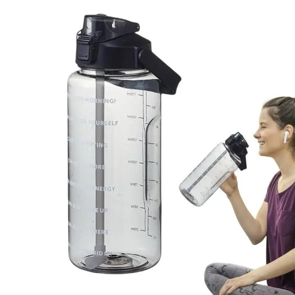 Бутилка для води 2л з соломинкою та ручкою - мініатюра 7