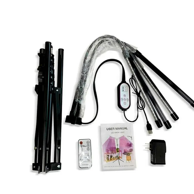 Світлодіодна лампа для фотосинтезу рослин з 4 лініями освітлення на штативі - мініатюра 2