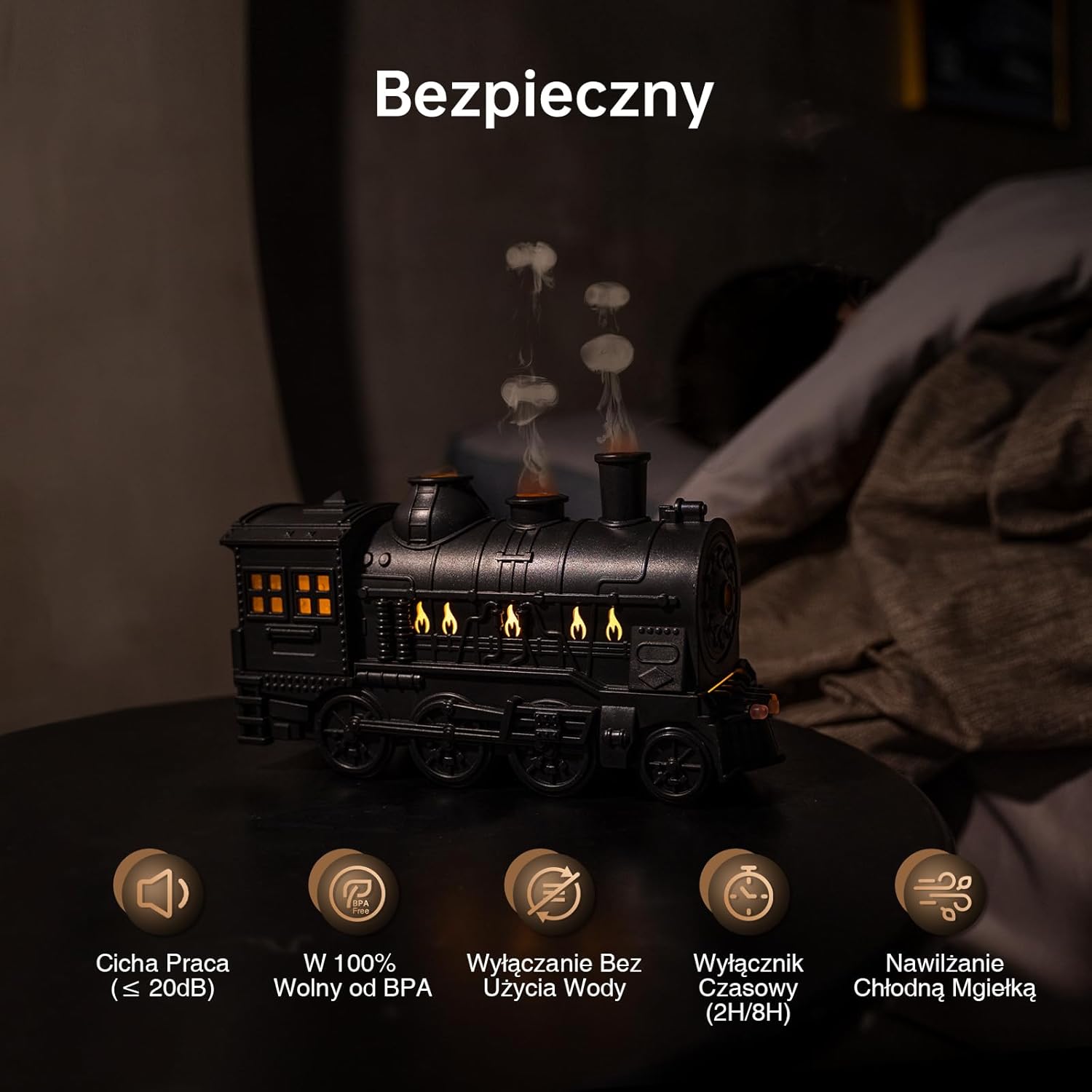 Зволожувач повітря у вигляді паровоза з USB-живленням - мініатюра 2