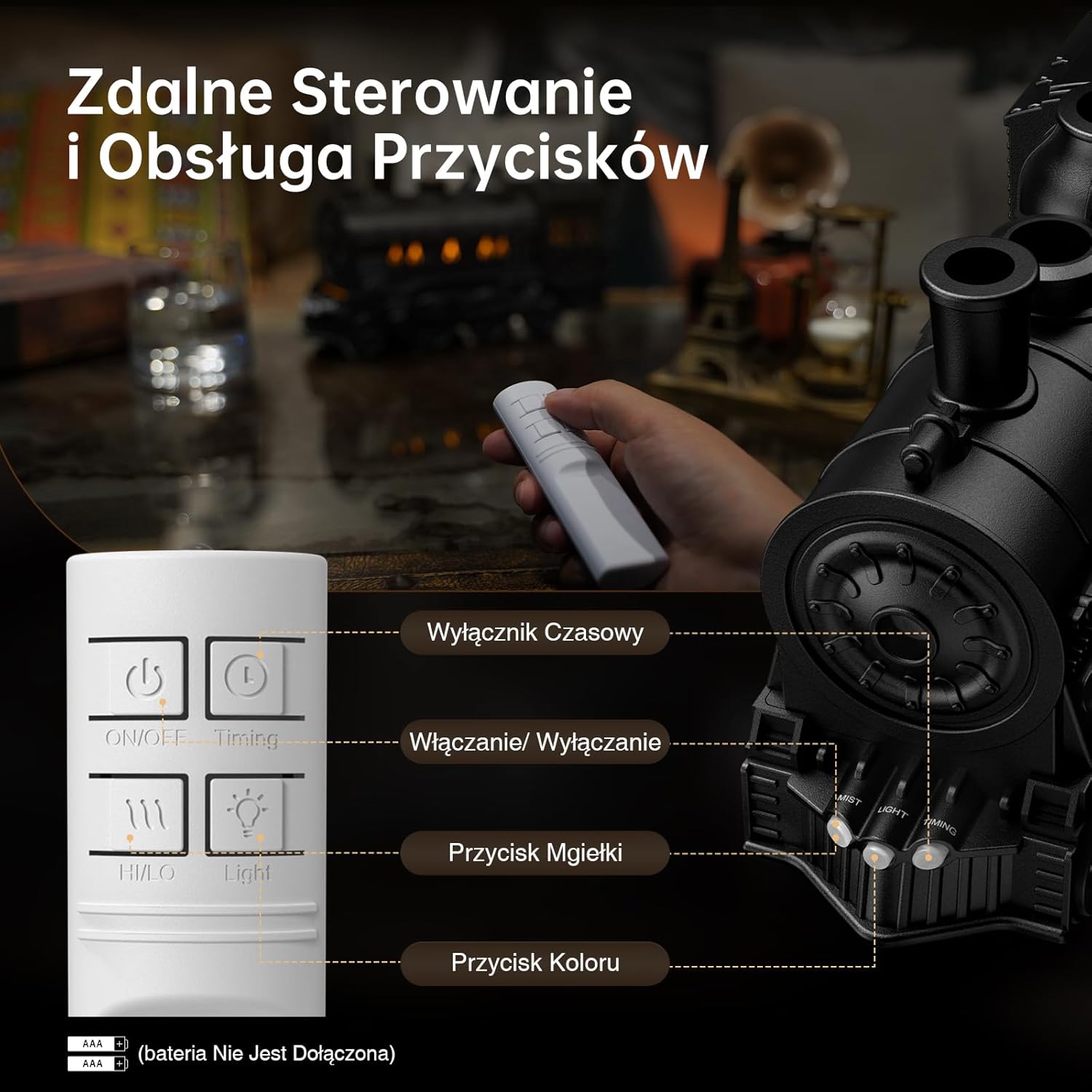 Зволожувач повітря у вигляді паровоза з USB-живленням - мініатюра 3