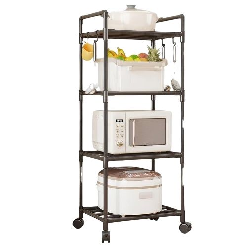 Етажерка кухонна напольна 4 яруси на коліщатках • Зручний та практичний кухонний стелаж з 4 рівнями зберігання