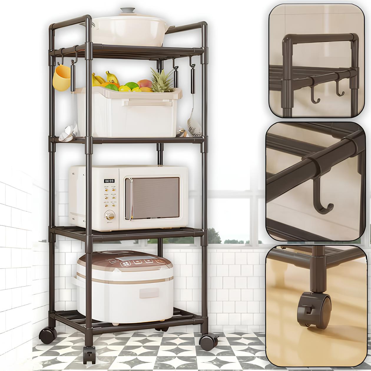 Етажерка кухонна напольна 4 яруси на коліщатках - мініатюра 6