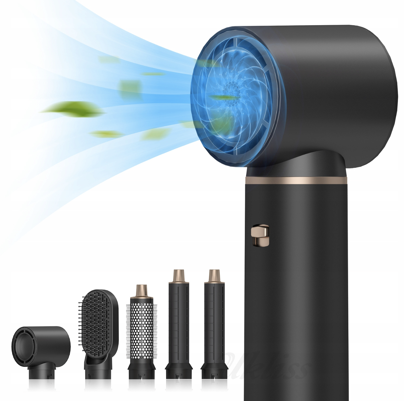 Фен-щітка Hot Air Comb • Фен 5в1 з автоматичними обертовими щипцями для завивки та випрямлення волосся