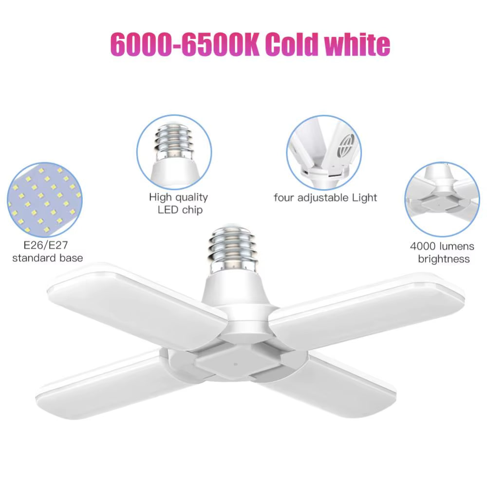 Світлодіодні складні лампи з трьома лопатями LED bulb 60W в патрон Е27 - мініатюра 3