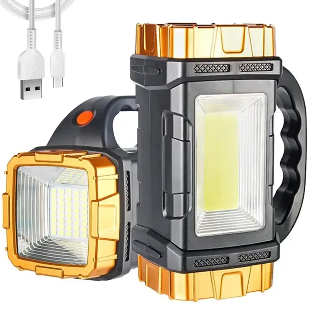 Ручний ліхтар-прожектор акумуляторний 1500 мАч GL-2289 з USB-зарядкою та сонячною панеллю • Ліхтар ручний 2в1 GL-2289 з сонячною панеллю та Power Bank