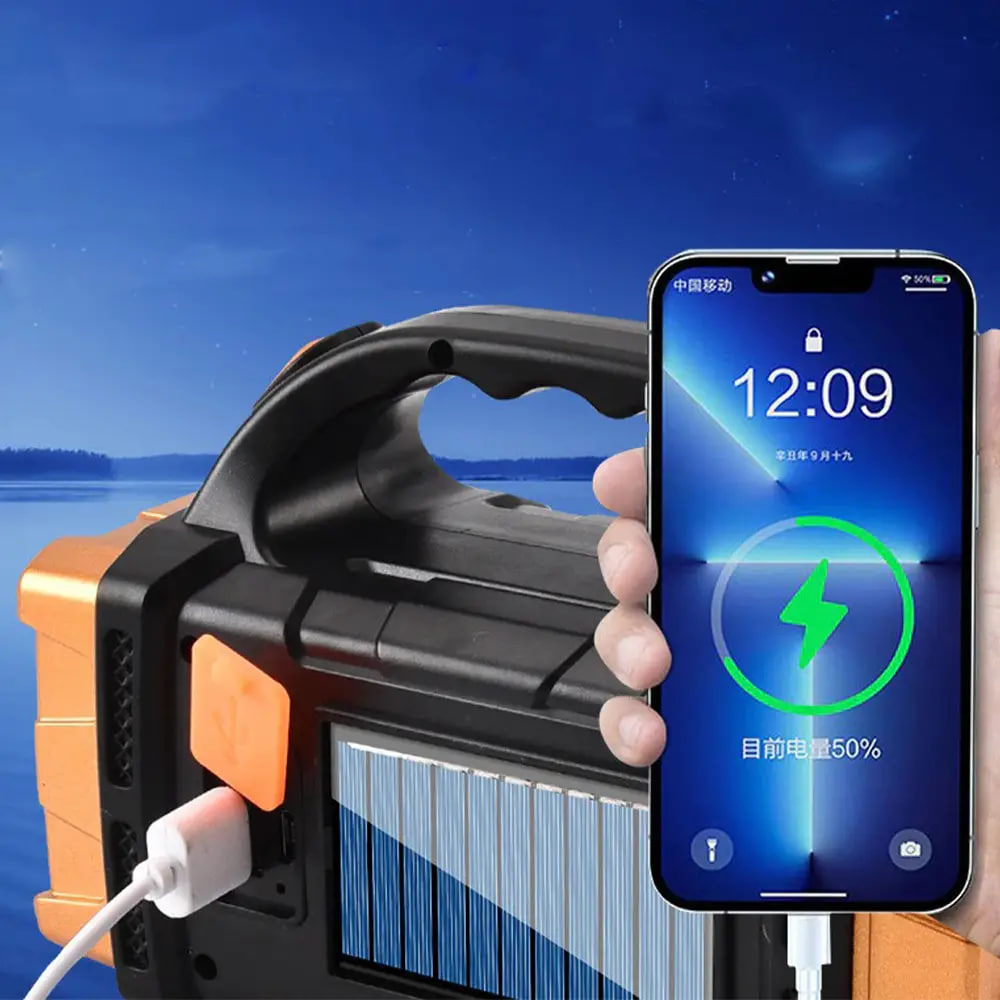 Ручний ліхтар-прожектор акумуляторний 1500 мАч GL-2289 з USB-зарядкою та сонячною панеллю - мініатюра 4