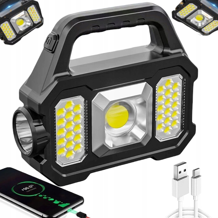 Ручний акумуляторний ліхтар Solar light YT-880B для кемпінгу та роботи - мініатюра 3