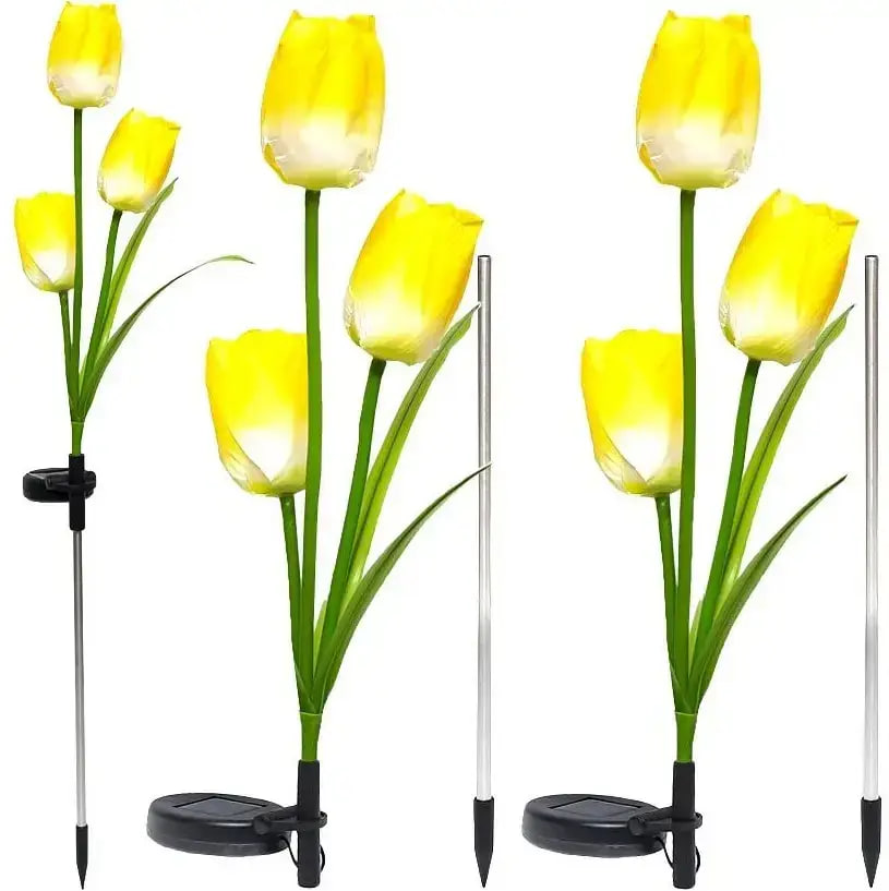Ліхтар садовий на сонячній батареї з квіткою Тюльпан 70 см • Садовий декоративний світильник-тюльпан з RGB-світінням