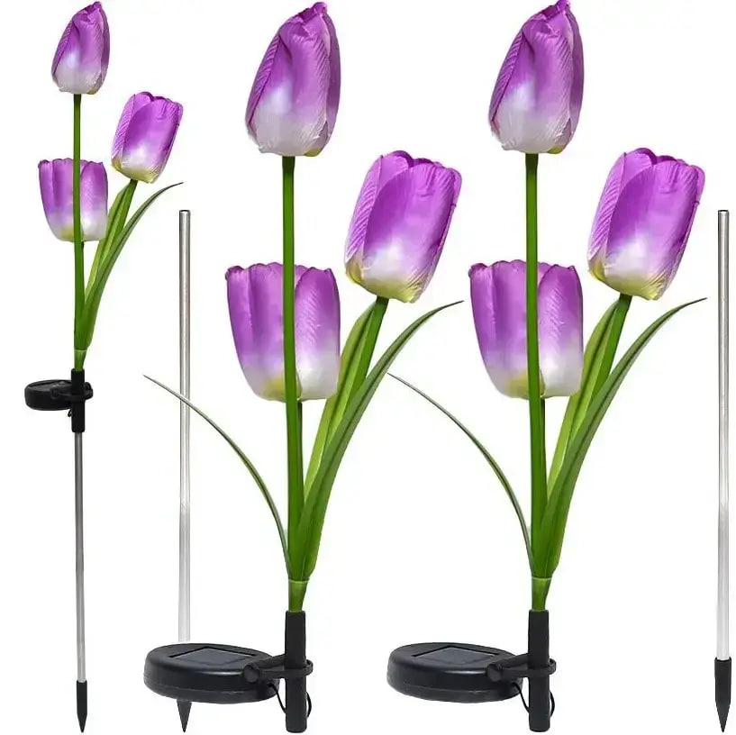 Ліхтар садовий на сонячній батареї з квіткою Тюльпан 70 см - мініатюра 9