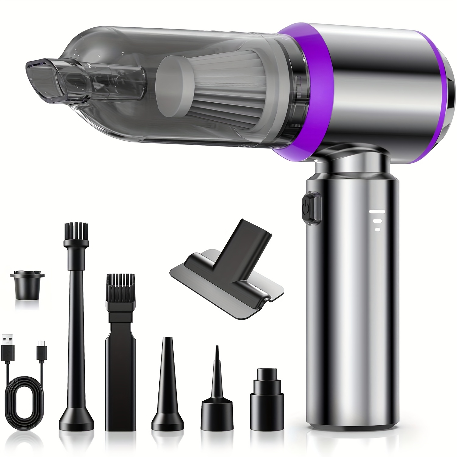 Автопилосос бездротовий 9 насадок 2000 mAh 100W 8000 об/хв • Портативний бездротовий пилосос MINI HL-121