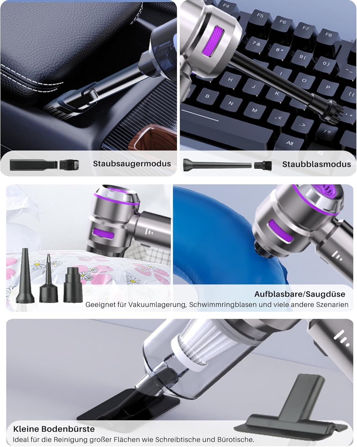 Автопилосос бездротовий 9 насадок 2000 mAh 100W 8000 об/хв - мініатюра 4