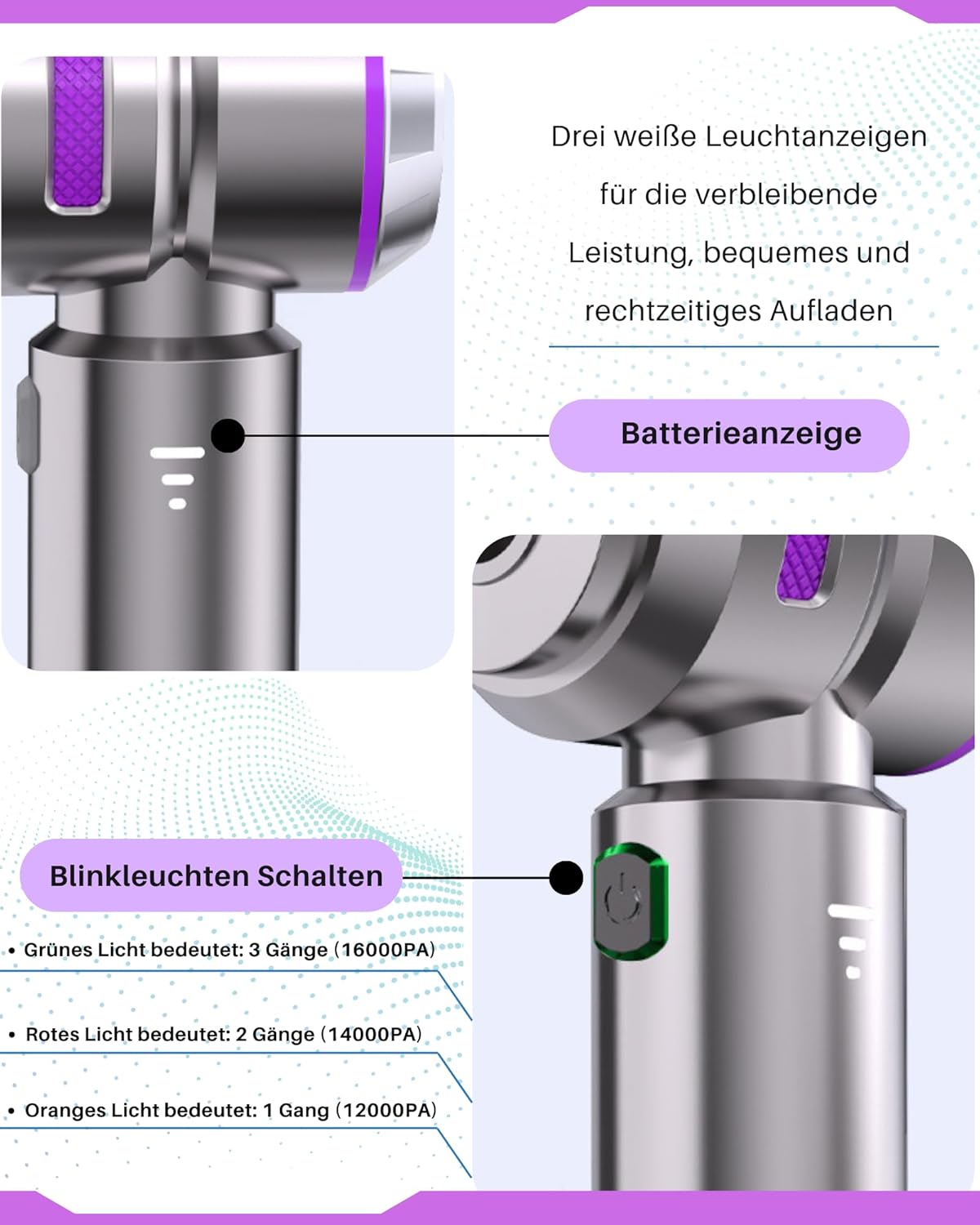 Автопилосос бездротовий 9 насадок 2000 mAh 100W 8000 об/хв - мініатюра 5