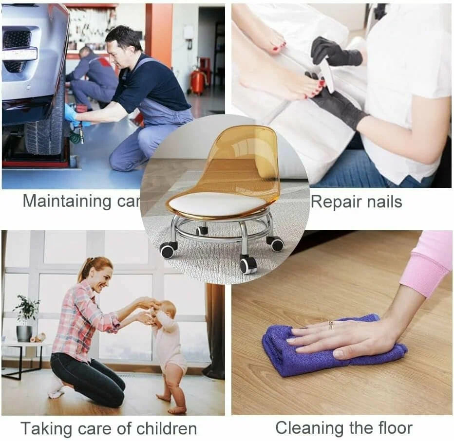 Стілець для дому з м’яким сидінням акриловою спинкою та коліщатками - мініатюра 5