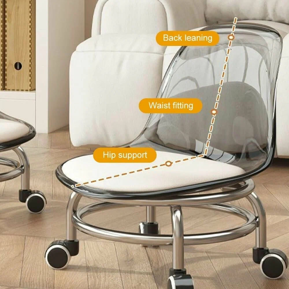 Стілець для дому з м’яким сидінням акриловою спинкою та коліщатками - мініатюра 6