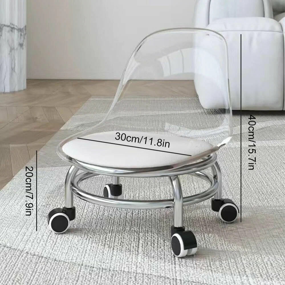 Стілець для дому з м’яким сидінням акриловою спинкою та коліщатками - мініатюра 8