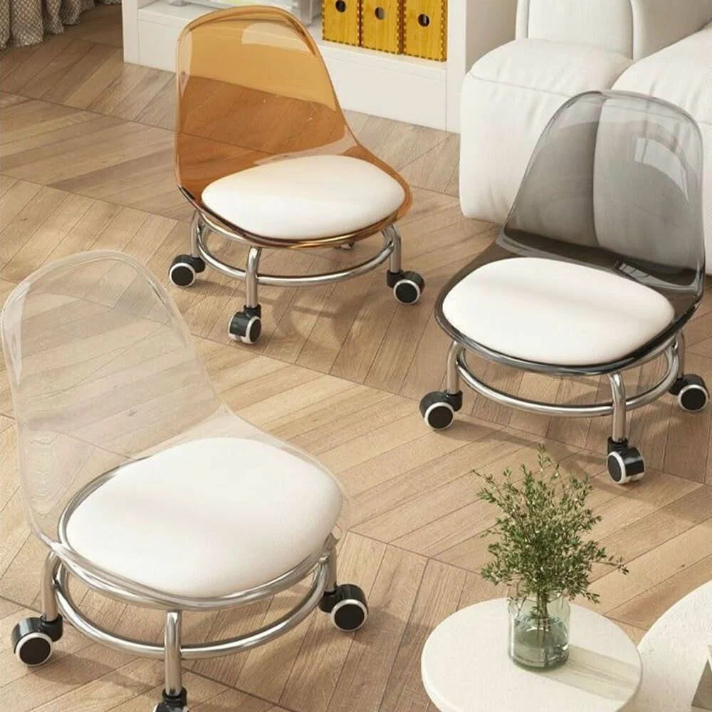 Стілець для дому з м’яким сидінням акриловою спинкою та коліщатками - мініатюра 9