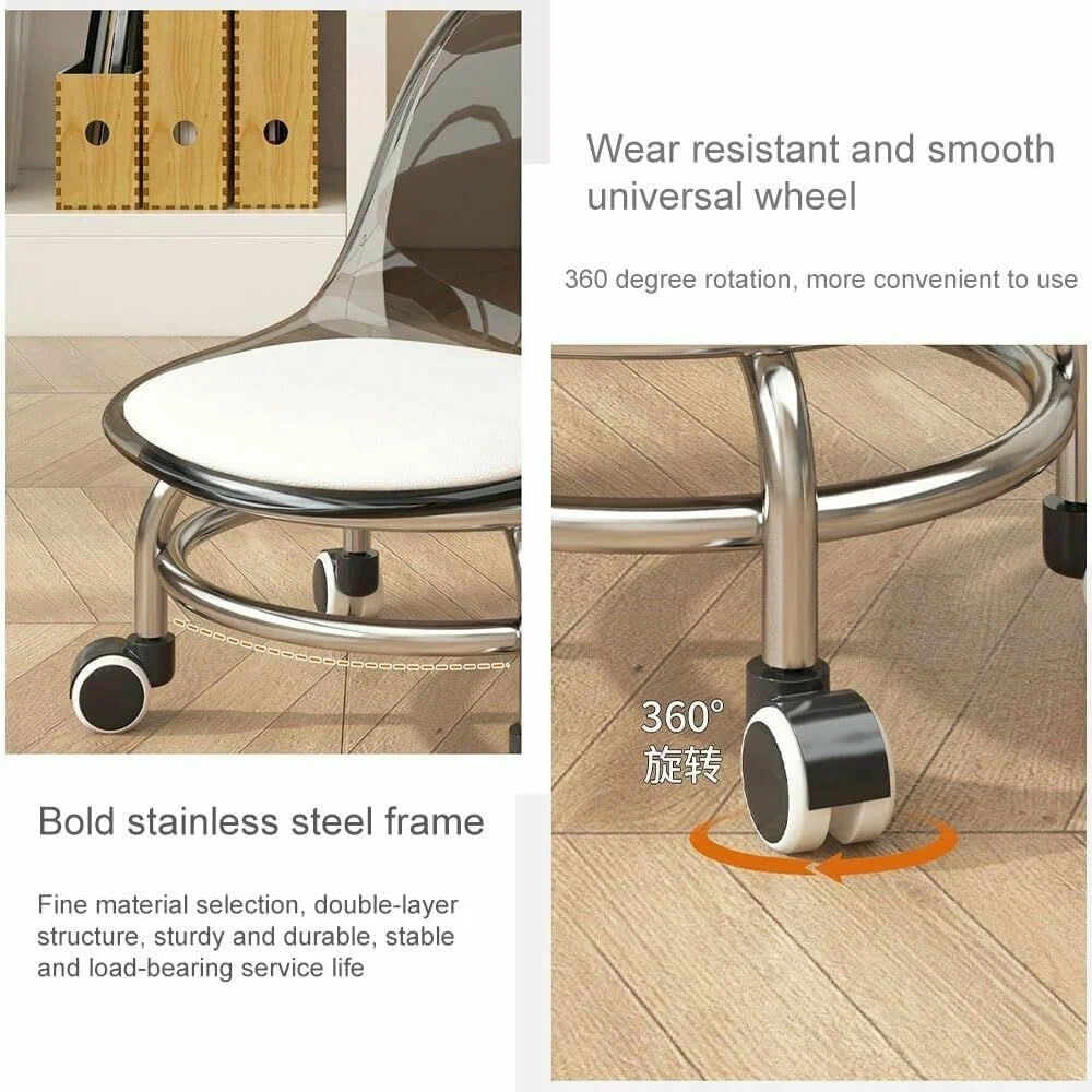 Стілець для дому з м’яким сидінням акриловою спинкою та коліщатками - мініатюра 10