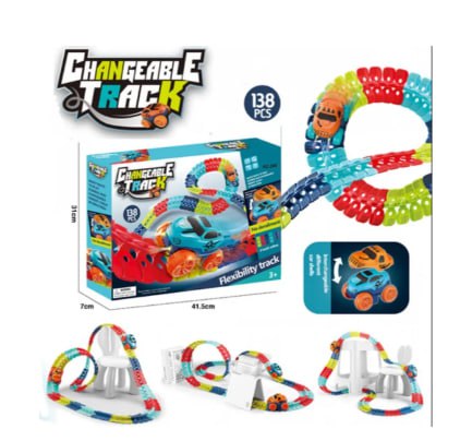 Автомобільна гоночна траса з машинкою Cheangeble Track 138 деталей • Гнучкий автомобільний трек з транспортним засобом СТ 138pcs