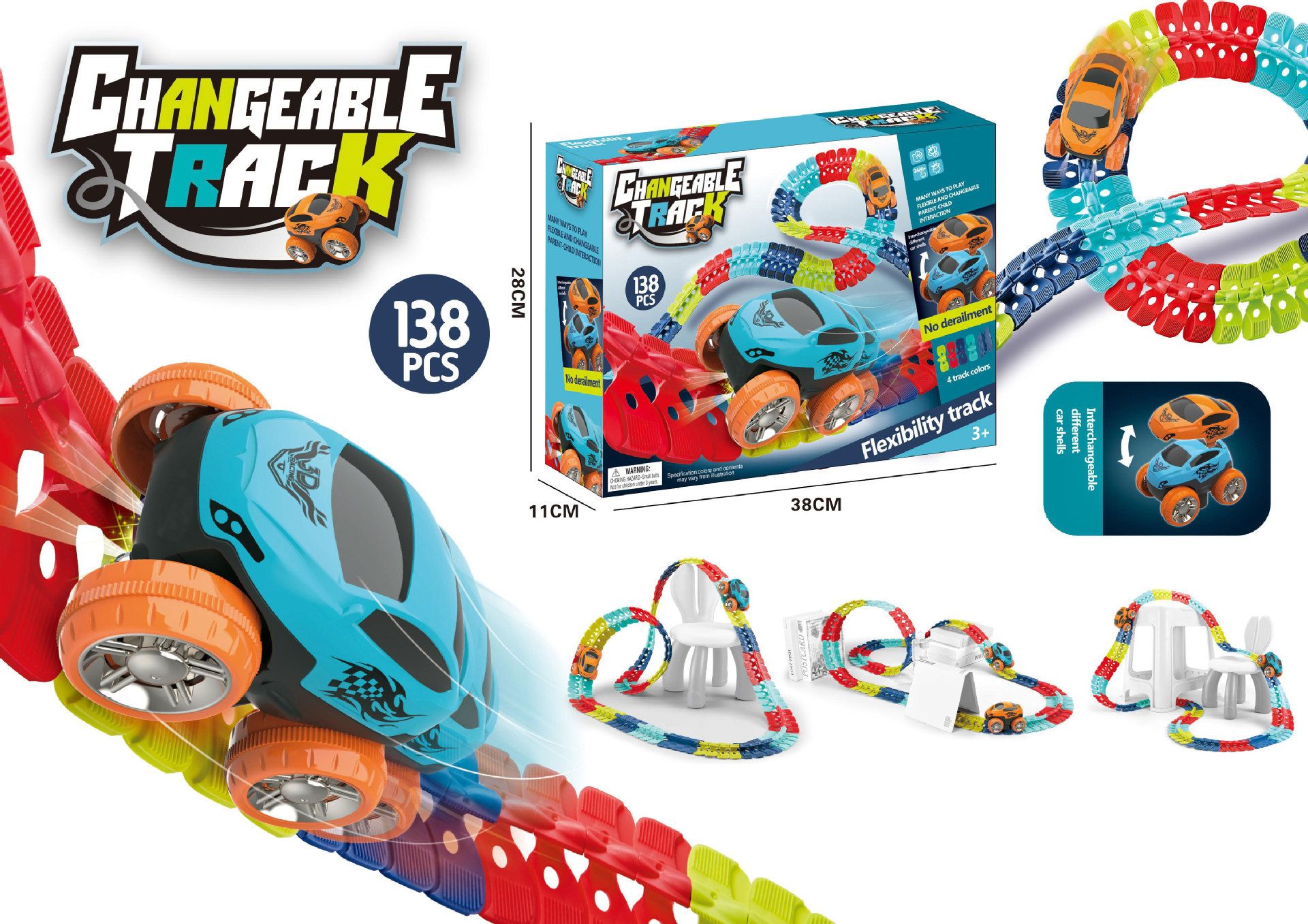 Автомобільна гоночна траса з машинкою Cheangeble Track 138 деталей - мініатюра 2