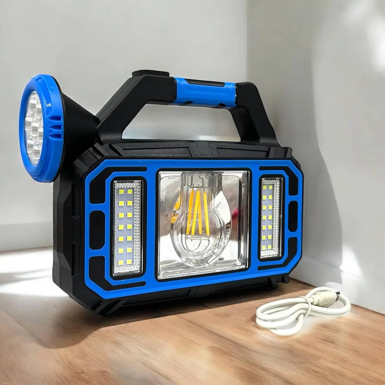 Ручний акумуляторний ліхтар HS-8036-7-A із сонячною батареєю та функцією PowerBank - мініатюра 4