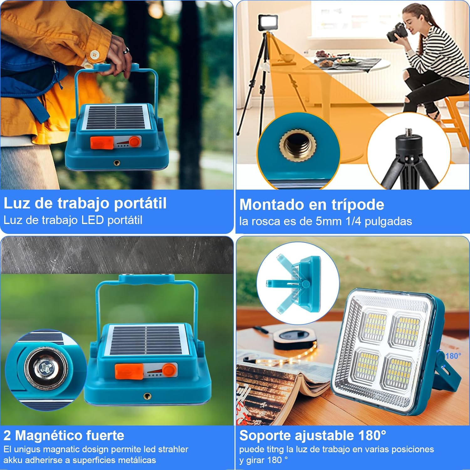 Ручний акумуляторний світлодіодний ліхтар LD-02 із сонячною панеллю та PowerBank - мініатюра 8