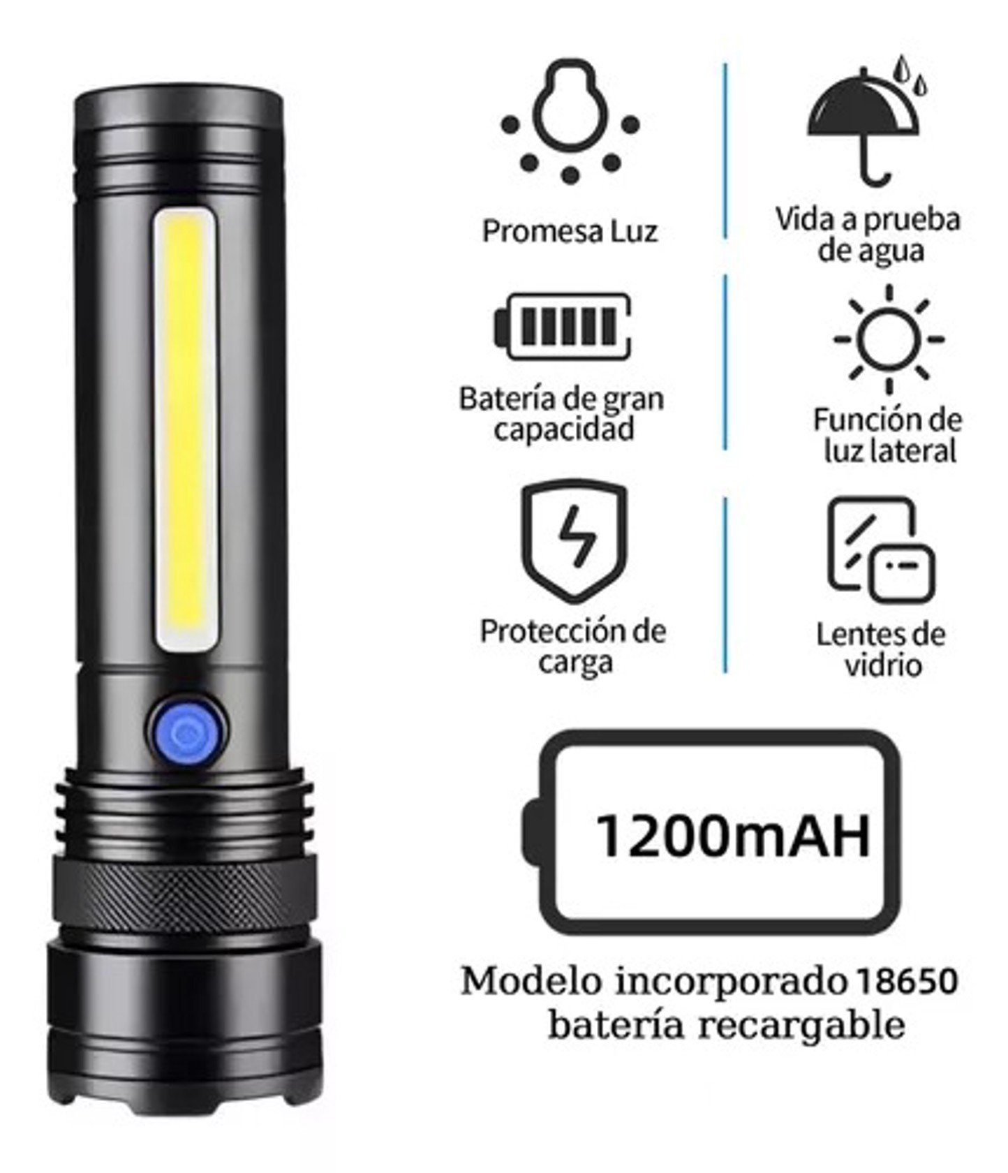 Тактичний ліхтарик X-Balog BL-C27 на акумуляторі з кабелем для заряджання - мініатюра 2