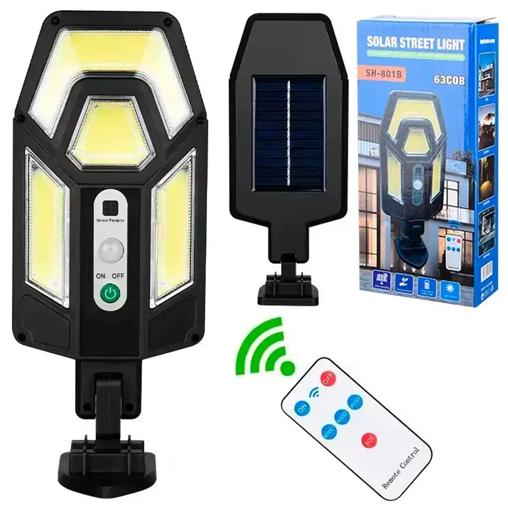 Вуличний світильник на сонячних батареях HS-801B з датчиком руху та пультом управління • Ліхтар акумуляторний LED Solar Street Light HS-801B