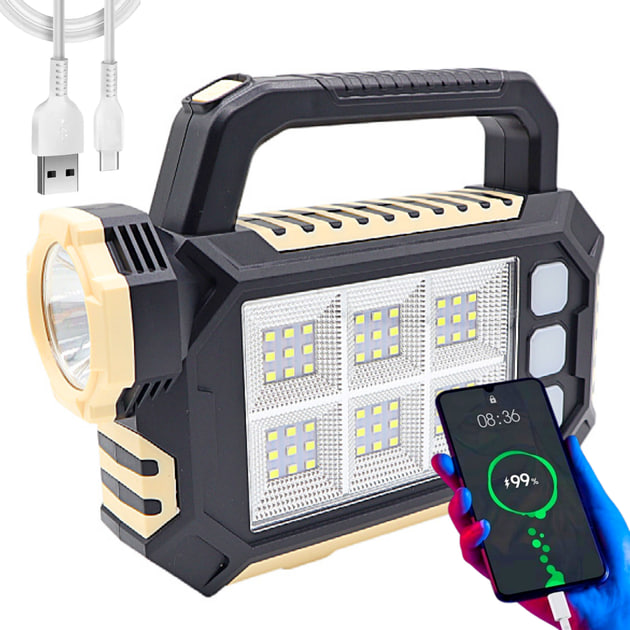 Акумуляторний ліхтар Solar Multi Light Source Portable Lamp BL-HS-8029-7 • Ручний ліхтар Solar HS-8029-7-A із сонячною батареєю та USB